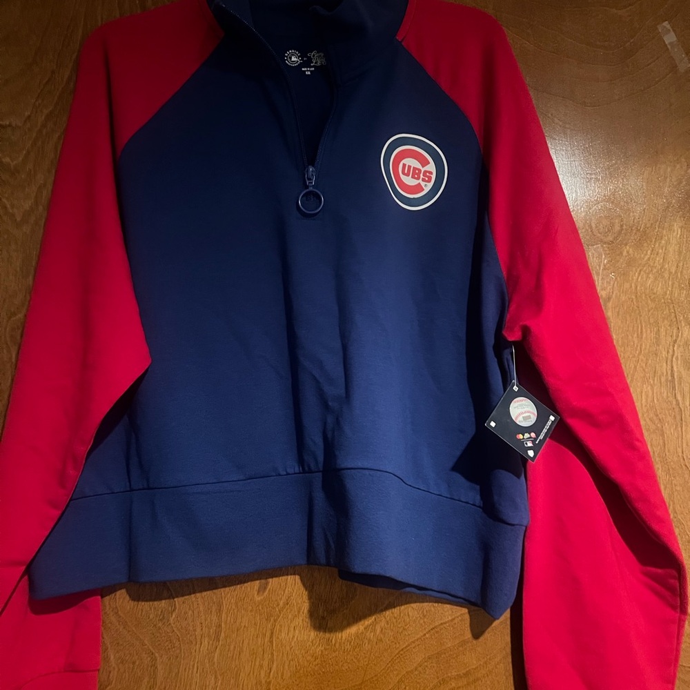 Chicago Cubs Quarter zip Red and Blue jacket